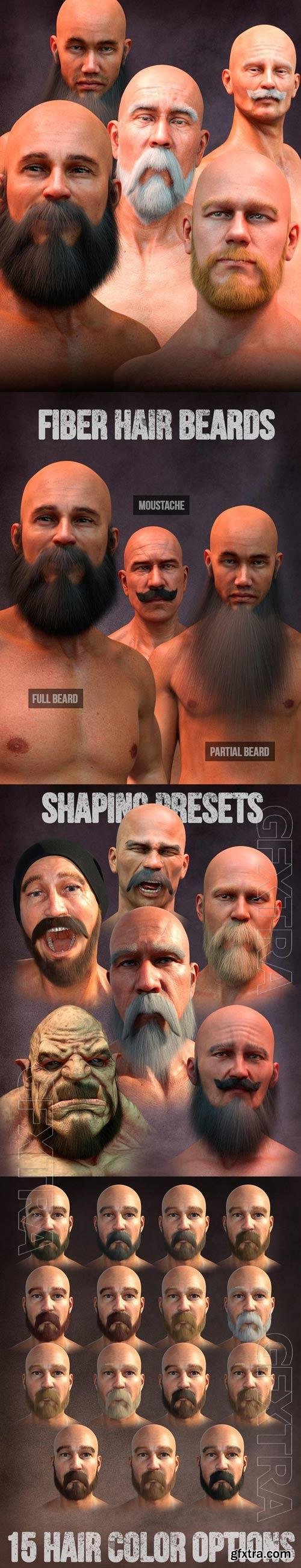 Long and Full Beards Set Hair for Genesis 8 Male