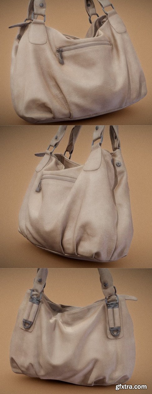 Light Brown Leather Handbag 3D Model