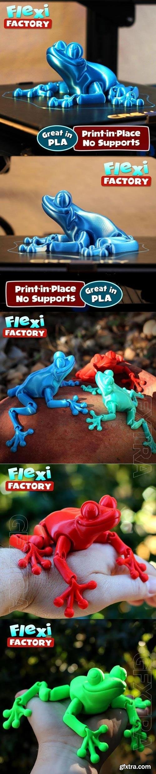 Cute Flexi Print in Place Frog 3D Print