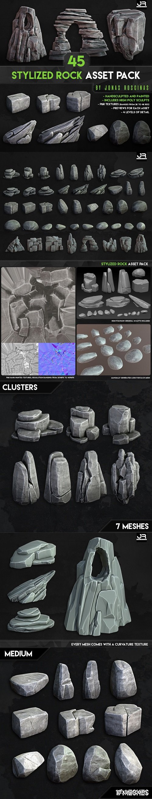 Cgtrader - Stylized Rock Asset Pack by J Roscinas Low-poly 3D model