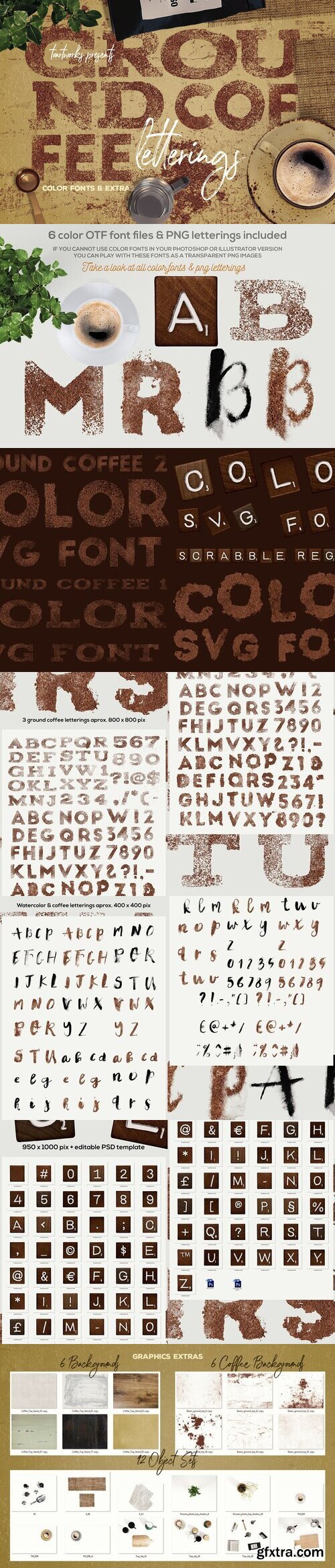 CreativeMarket - Ground Coffee PNG Letterings 3505121