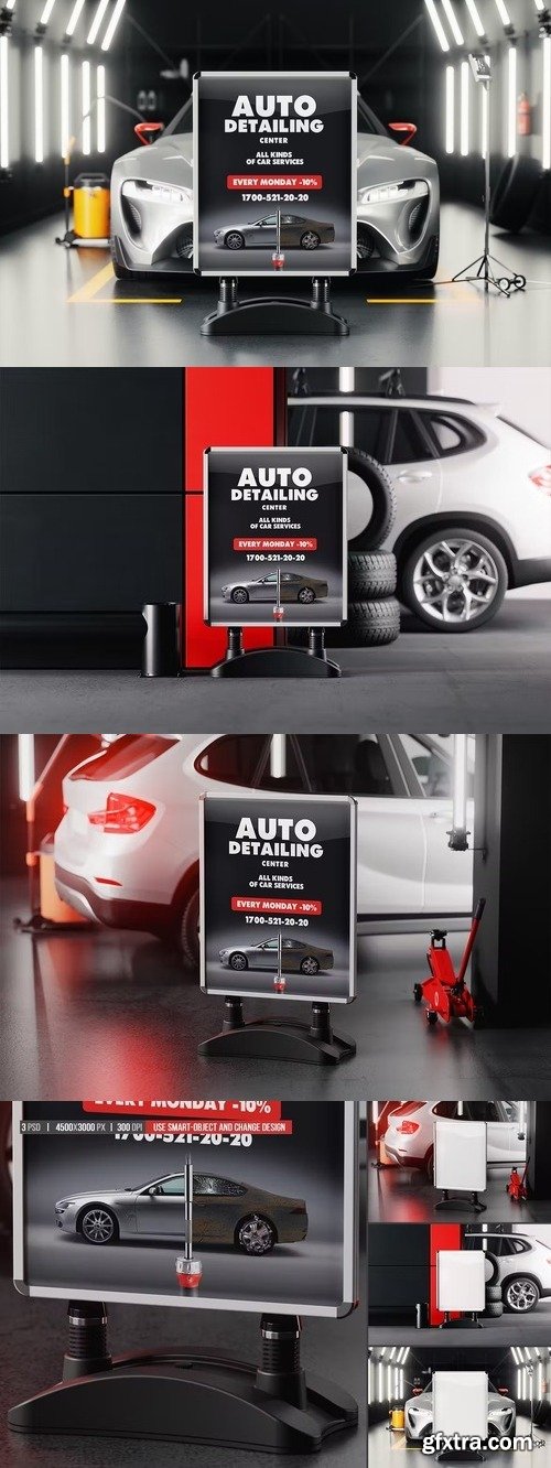 Car Service Stand Poster Mockup  PSD