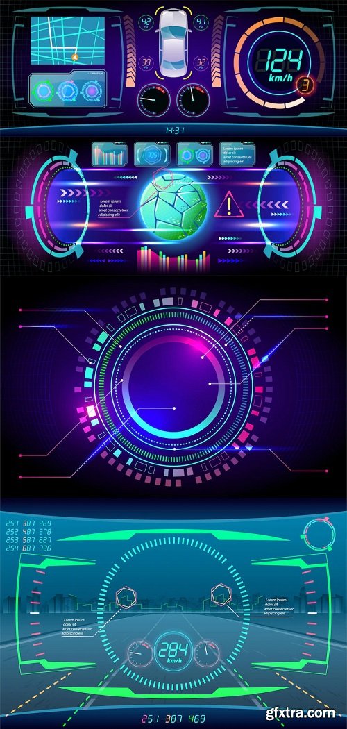Scifi futuristic hud dashboard display virtual reality technology screen
