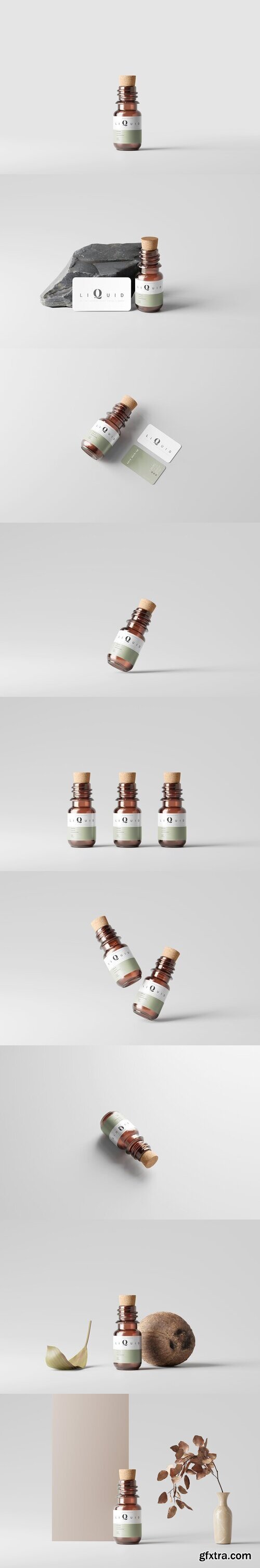 CreativeMarket - Amber Glass Bottle With Cork Mockup 7460278