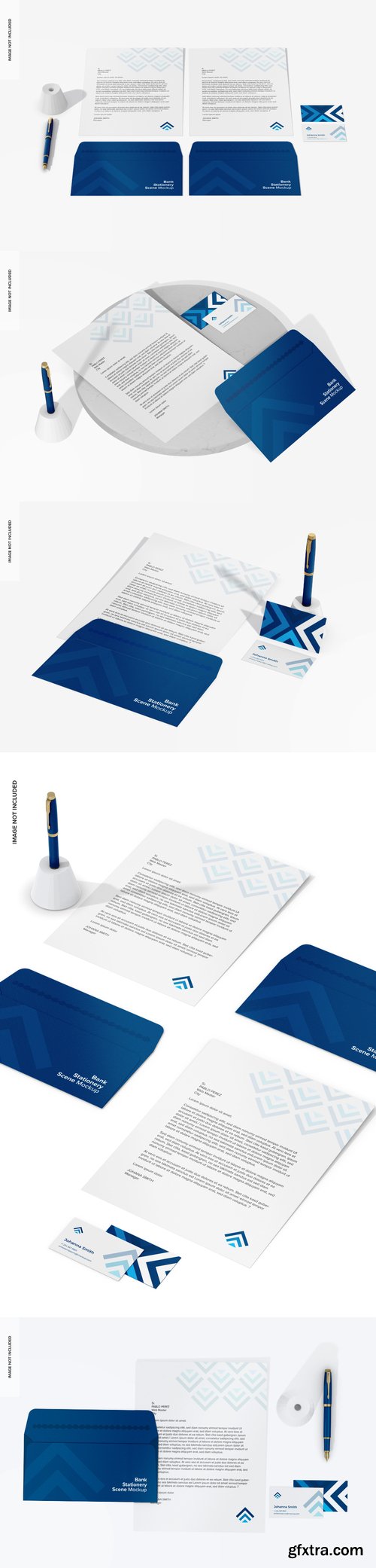 Bank stationery scene mockup