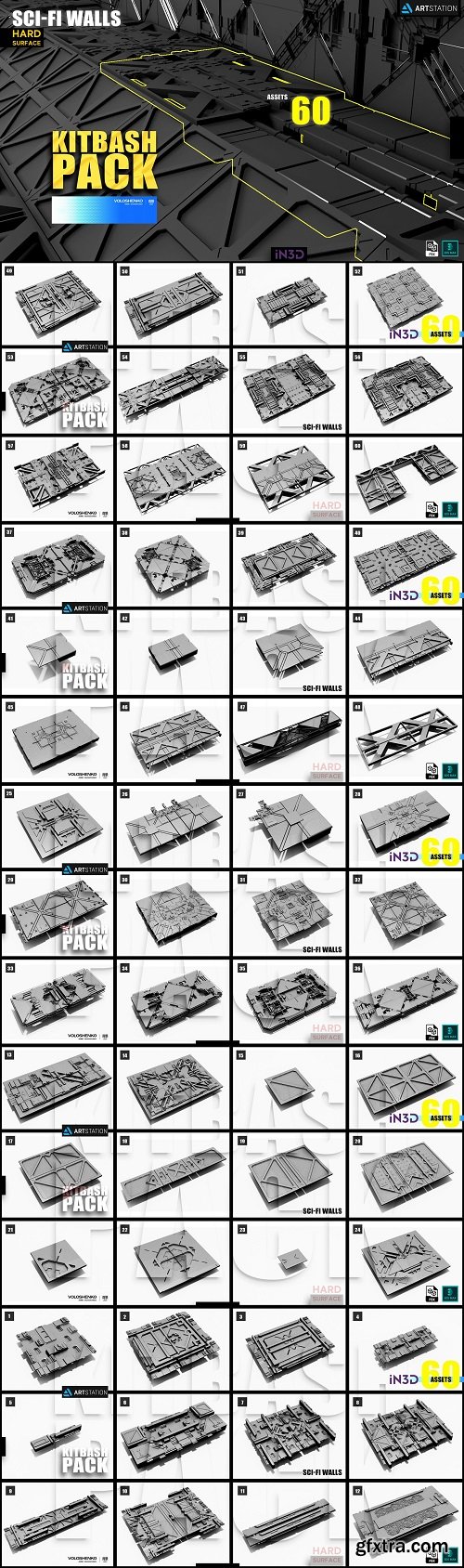 ArtStation - Sci-Fi walls KitBash Pack 60+