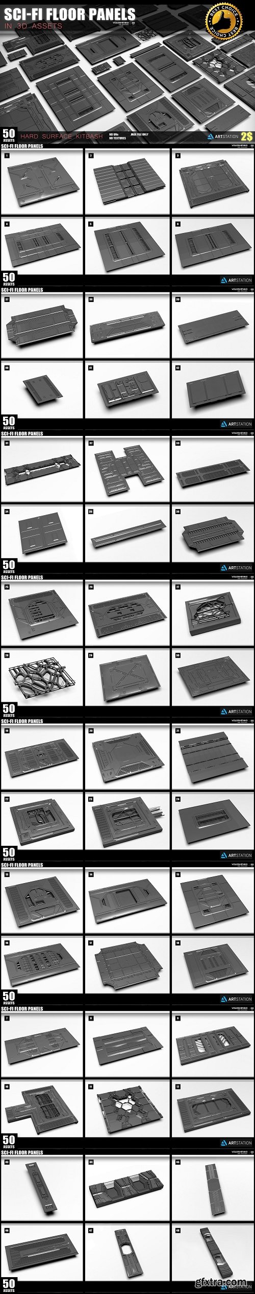 Artstation - Sci-fi floor Panels KitBash 50 assets by Serhii Voloshenko