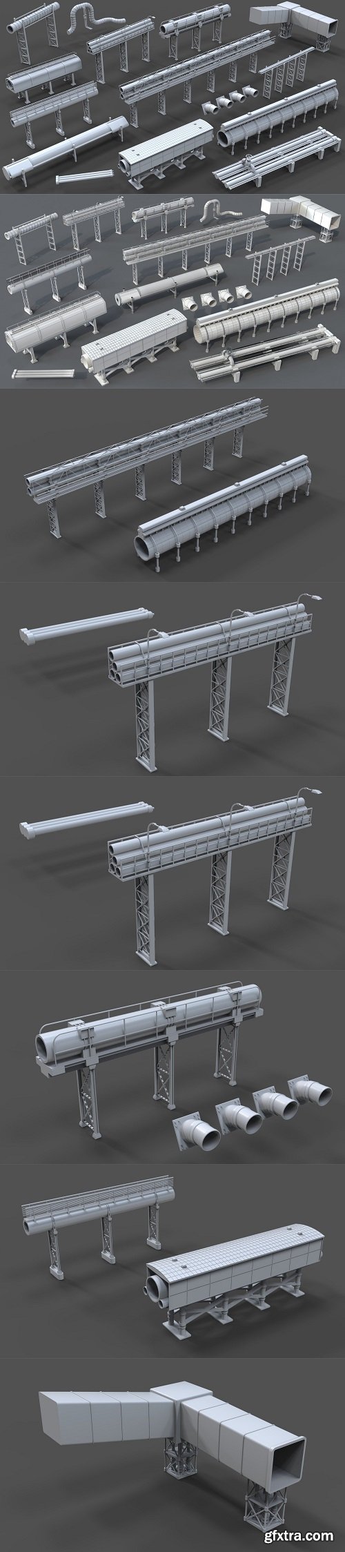 ArtStation - Industrial Pipes - 15 pieces