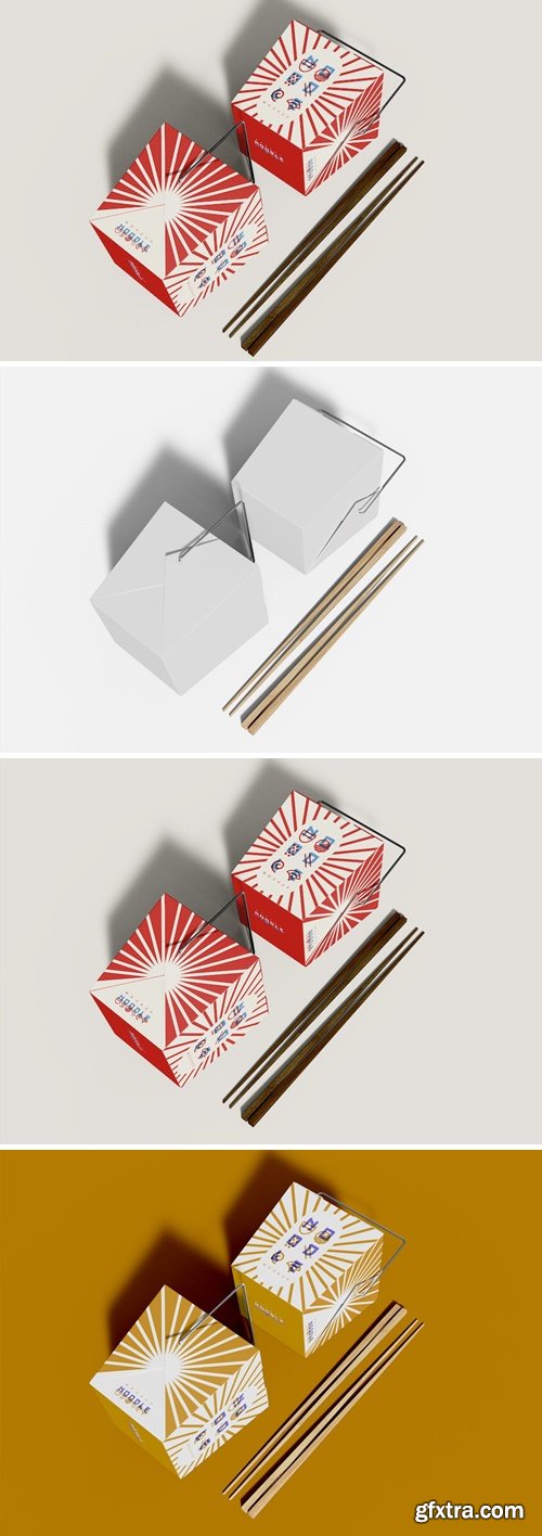 Noodle Box with Chopsticks Mockup R8FNNEQ