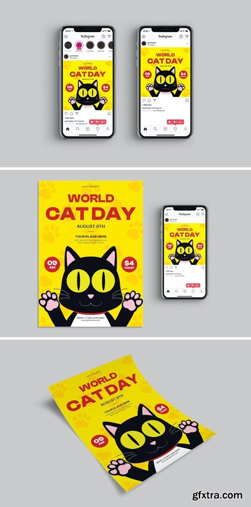 Cat Day - Flyer Template Set GWAP4EK