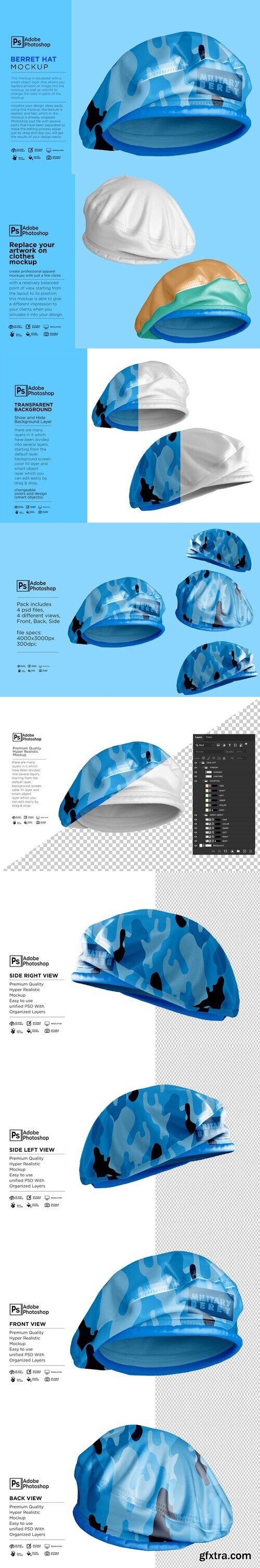 CreativeMarket - Berret Hat Mockup 7352676