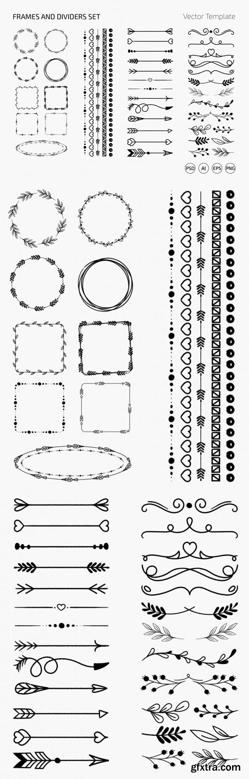 40 Frames & Dividers Templates for Illustrator & Photoshop