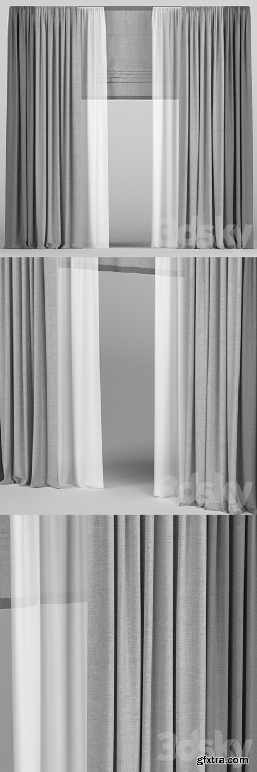 Curtains in two colors with roman