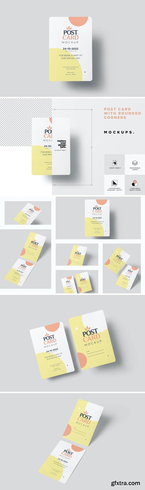 4x6 Round Corners Postcard Mockups DLVD98E