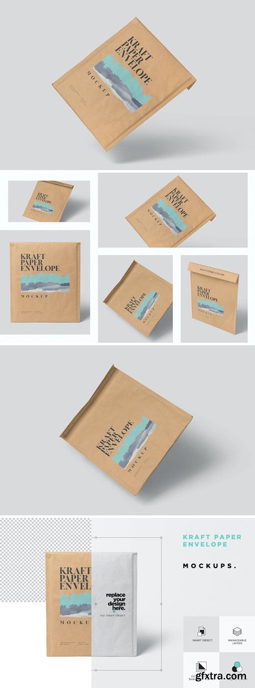 Kraft Bubble Mailer Mockups C7NZ57L