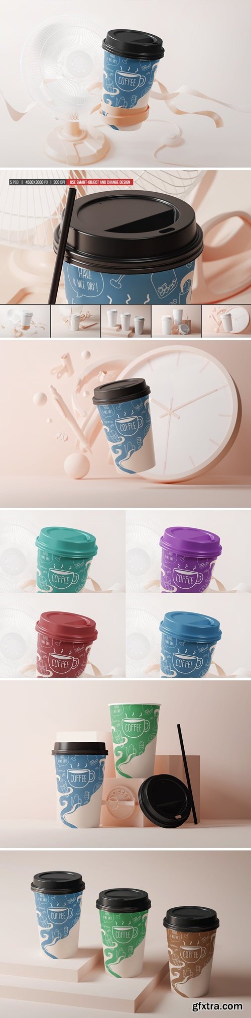 Takeaway Paper Coffee Cup With Lid Mockup 6YFFHFJ