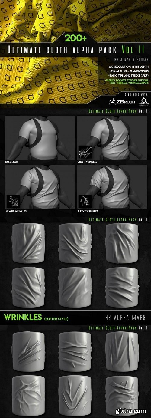 Artstation - 200+ Ultimate Cloth Alpha Pack VOL II by Jonas Roscinas