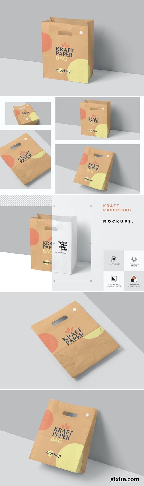 Die Cut Handle Paper Bag Mockups YPSLU4X