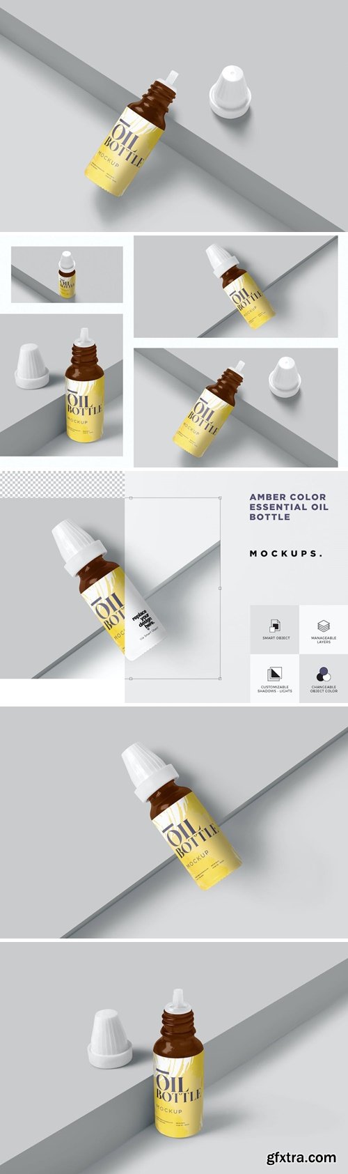 Amber glass oil Bottle Mockups CM4VEFN