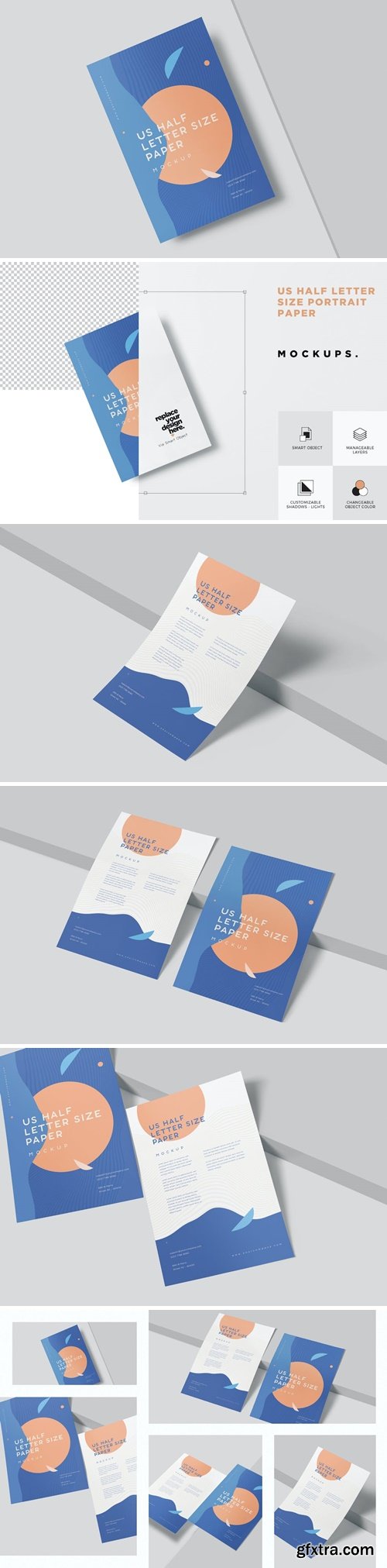 Half Letter Size Paper Mockups NZ96LQB