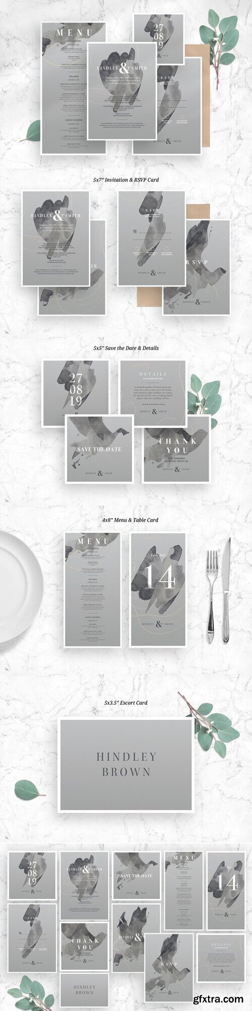 CreativeMarket - Grayscale Wedding Invitation Suite 7466369