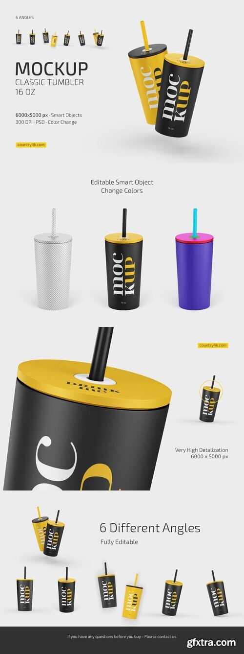 CreativeMarket - Classic Tumbler 16 oz Mockup Set 7514467