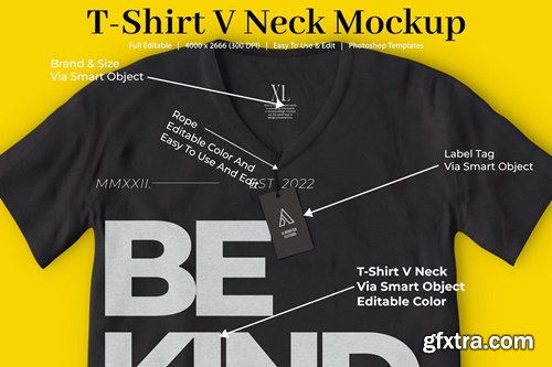 V neck T-Shirt Mockup QMMFGSX