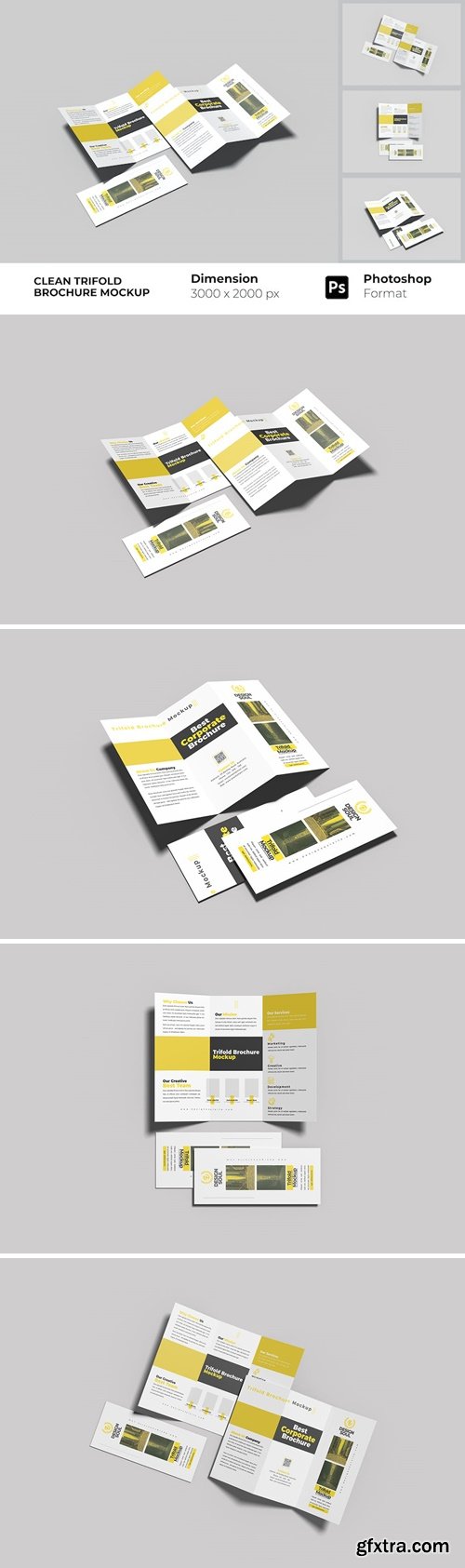 Clean Trifold Brochure Mockup D3QH6MW