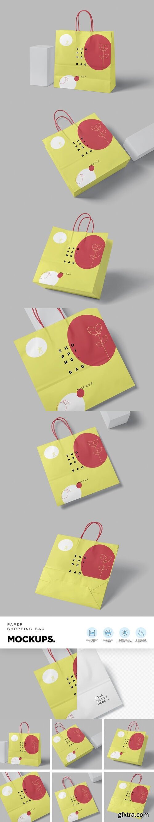 CreativeMarket - 6 Paper Shopping Bag Mockups 6706689