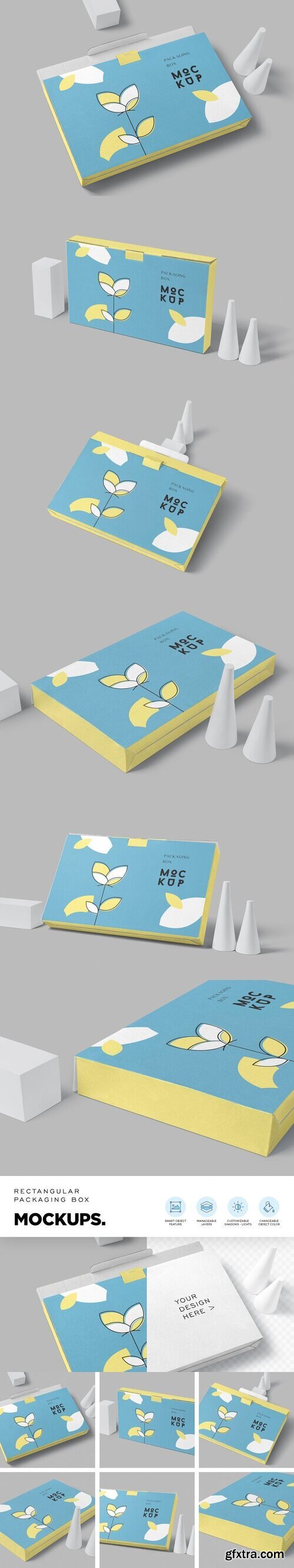 CreativeMarket - 6 Rectangular Packaging Box Mockups 6706732