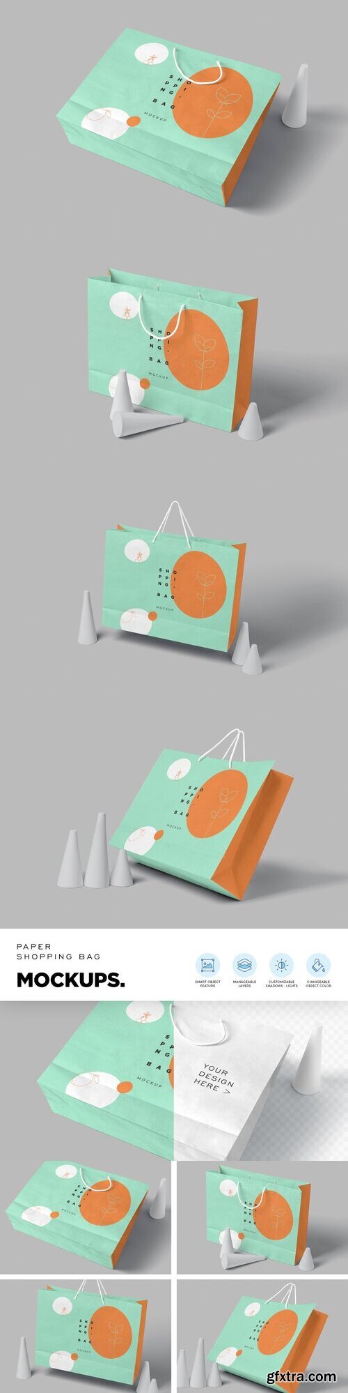CreativeMarket - 4 Paper Shopping Bag Mockups 6704224