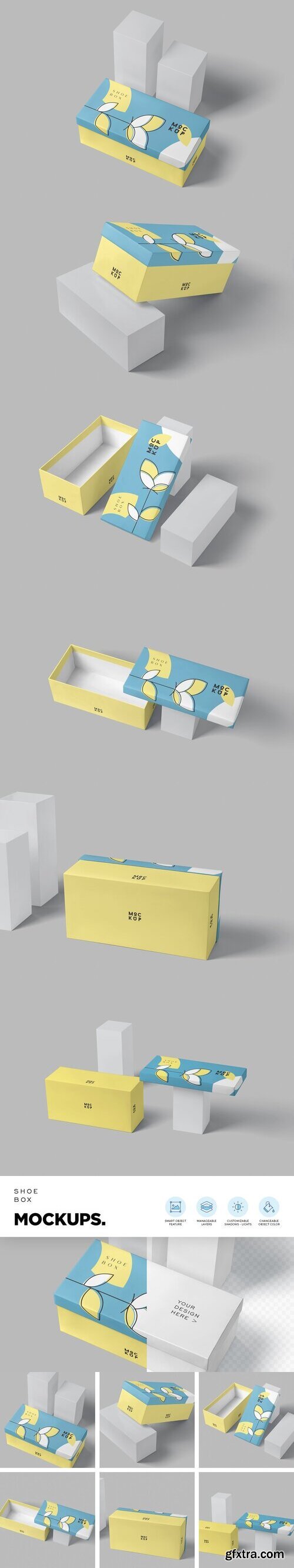 CreativeMarket - Wide Rectangular Shoes Box Mockups 6629420