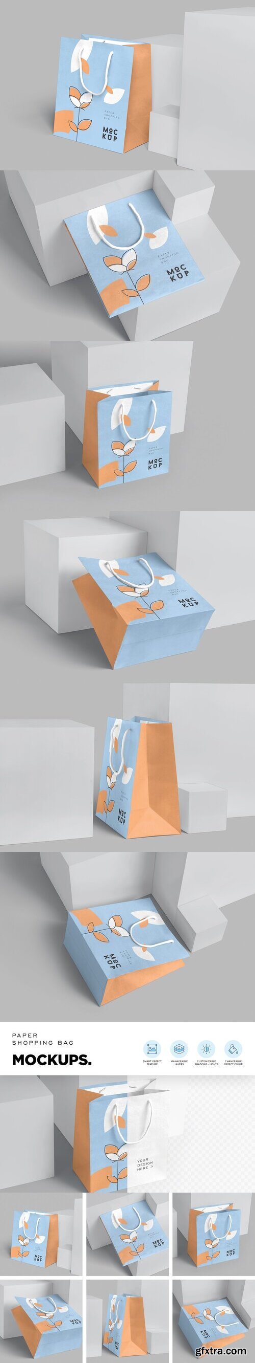CreativeMarket - Rectangle Paper Shopping Bag Mockups 6629541
