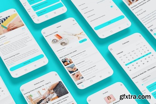 Sewing, sew, patchwork Online Academy App Ui Kit TV9USPC