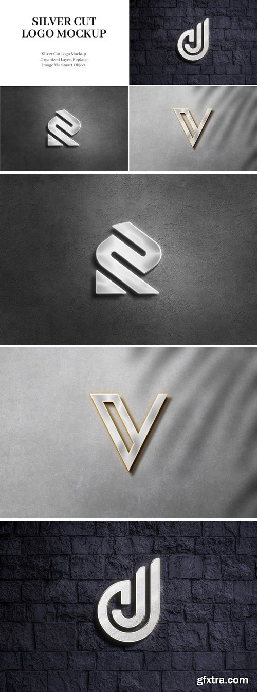 Silver Cut Logo Mockup EKM24YK