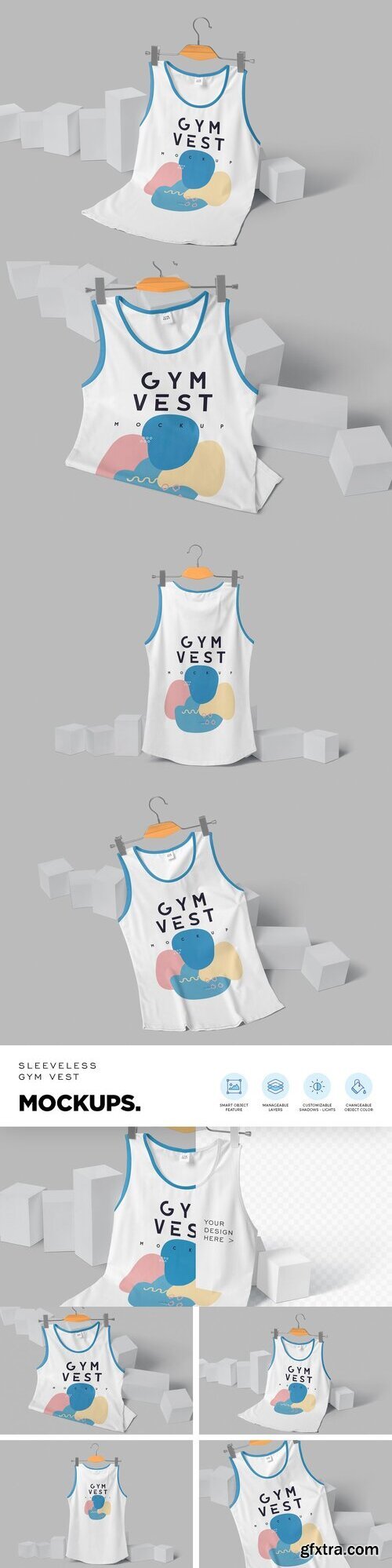 CreativeMarket - Sleeveless Gym Vest Mockups 6703797