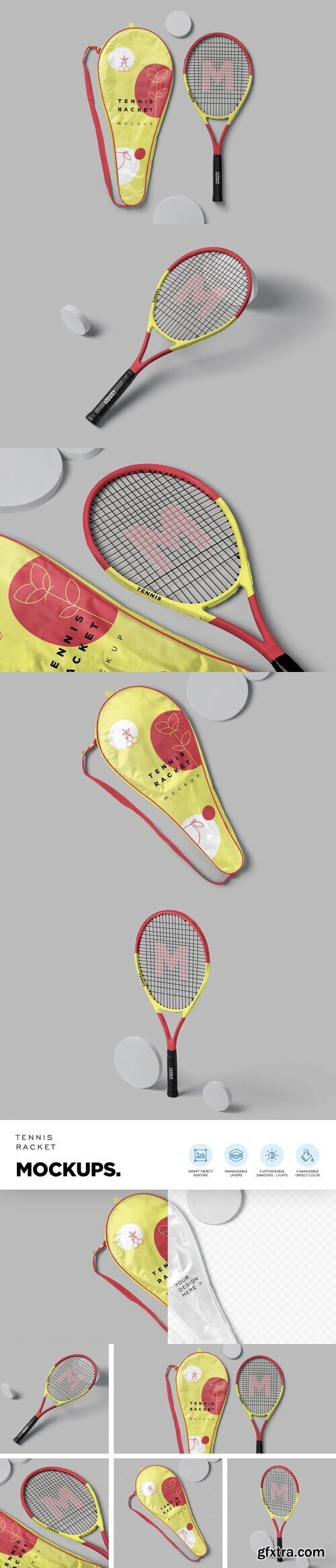 CreativeMarket - Tennis Racket Mockups 6913767