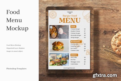 Burger Food Menu Mockup 5FZRQW8