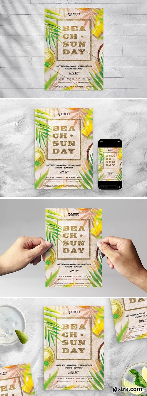 Beach Party Flyer Template VH7WLXW