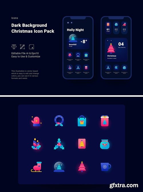 FBN Dark Background Christmas Icon Pack WYECWNH