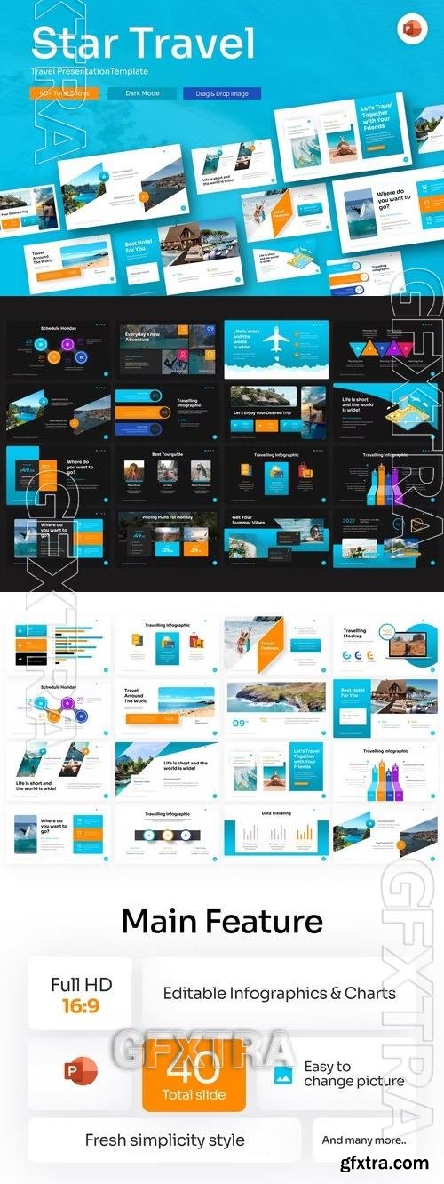 Star Travel Creative PowerPoint Template AYT37CL