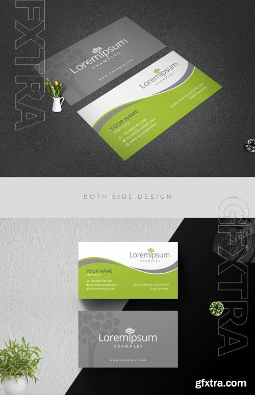 Business Card Layout with Heart-Shaped Leaves Tree 204275698