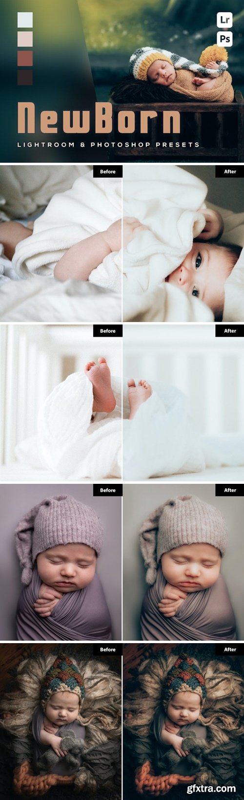 6 NewBorn Lightroom and Photoshop Presets BUJKAAZ