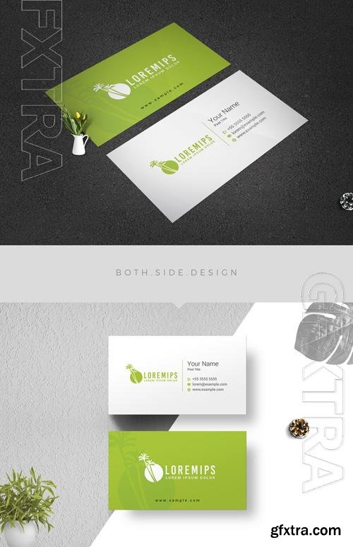 Business Card Layout with Palm Tree Elements 205412725