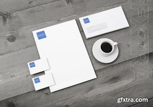 Corporate Identity Set Mockup with Coffee Cup on Wooden Table 1 187676756