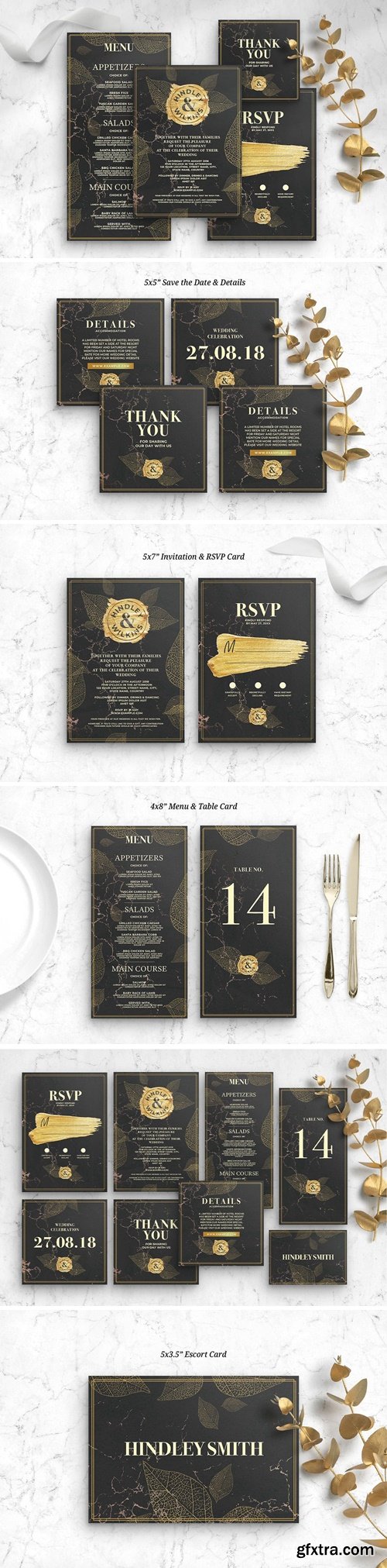 Black & Gold Wedding Stationery K5SDSR4