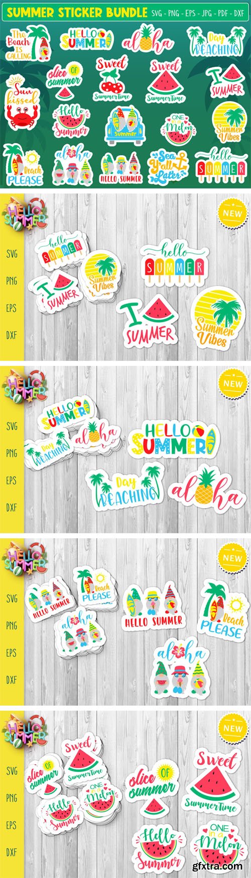 Summer Stickers Vector Bundle 