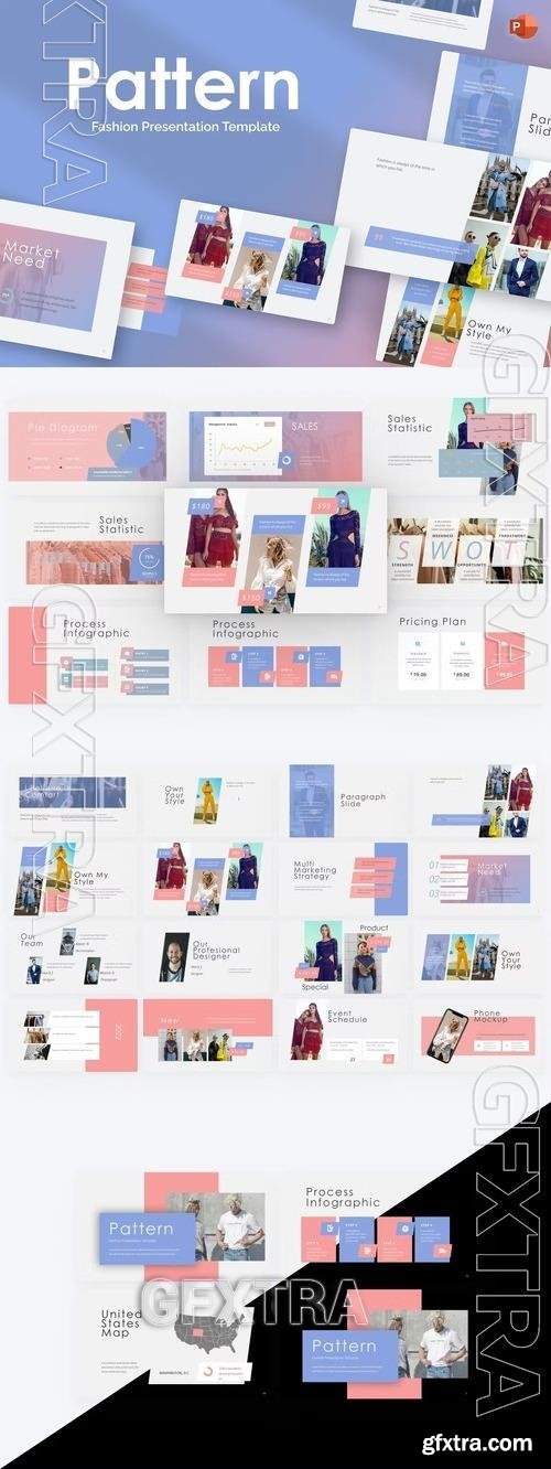 Pattern Sky Blue Modern Fashion PowerPoint 56KW849