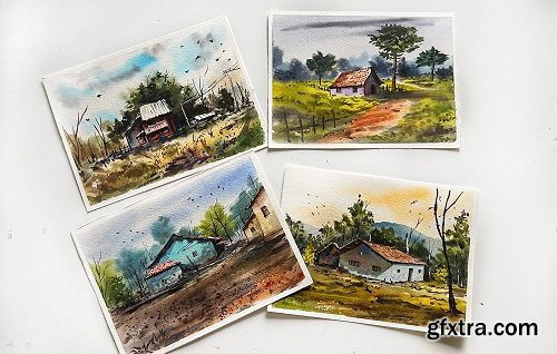 Village-Inspired Watercolor Landscapes | Four Painting Projects | Countryside Art