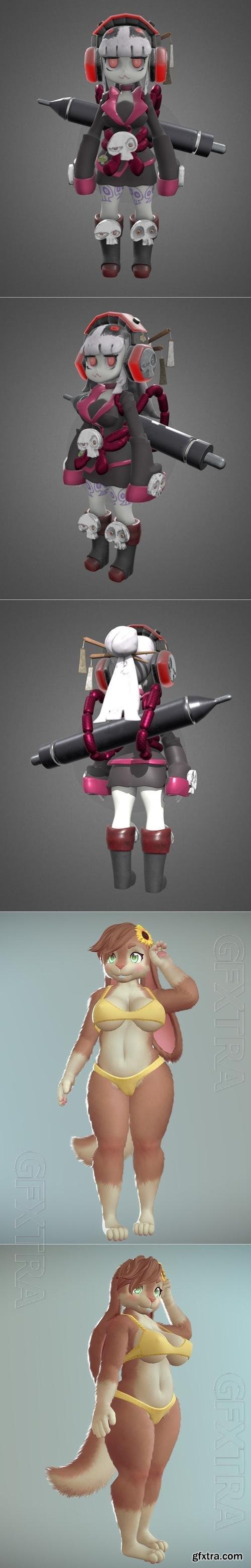 Female Stylized Samurai and Akane 3D Print